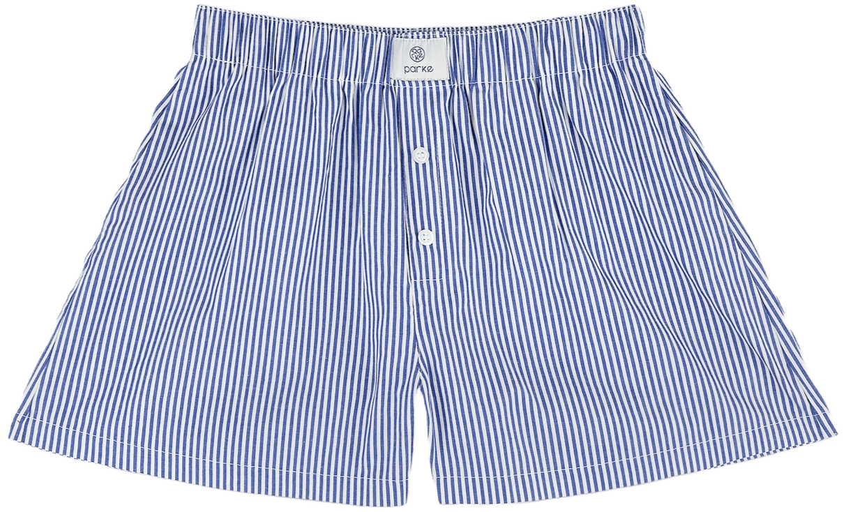 striped boxer shorts flat lay -navy stripe