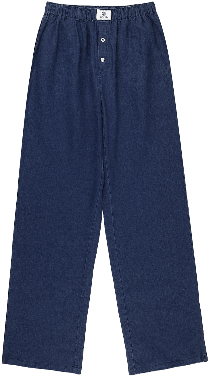 linen boxer pant flat lay -midnight