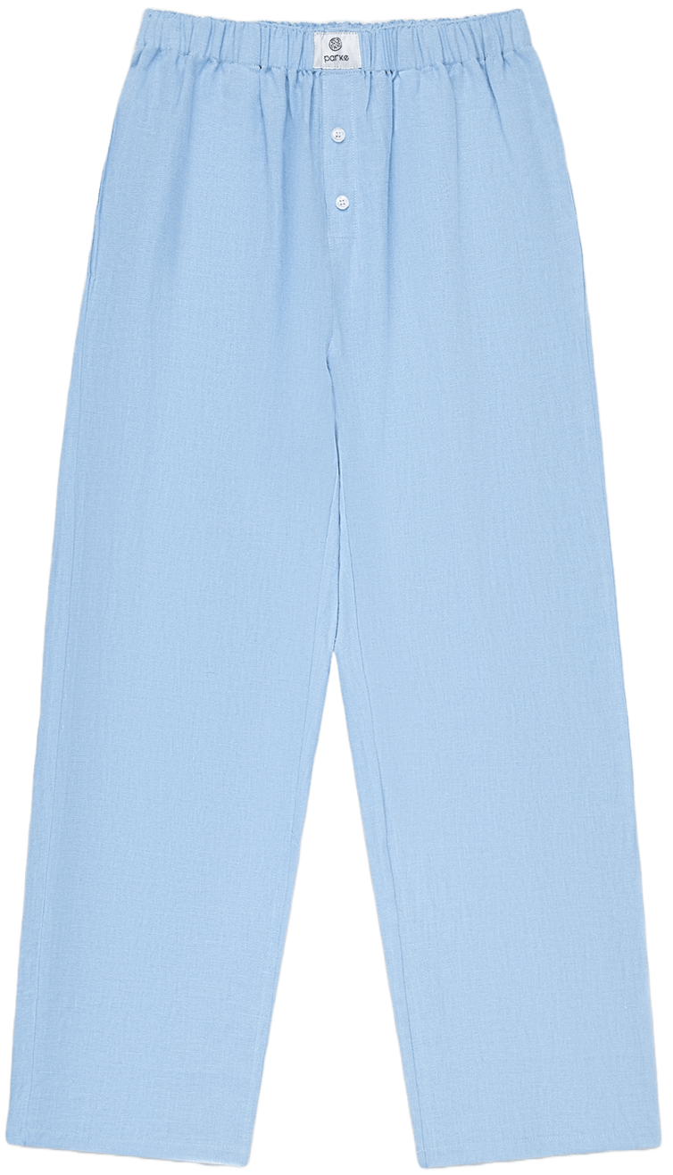 linen boxer pant flat lay -sky