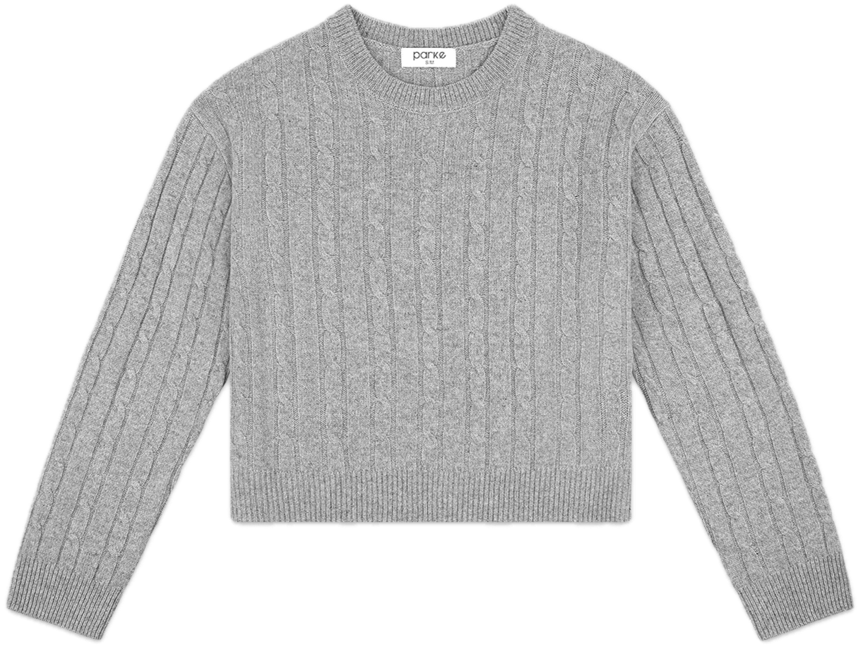 heather grey cable knit flat lay - heather grey
