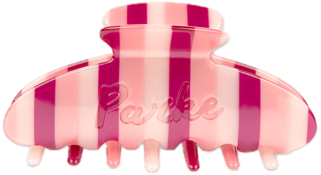 valentines stripe claw clip flat lay -valentines stripe