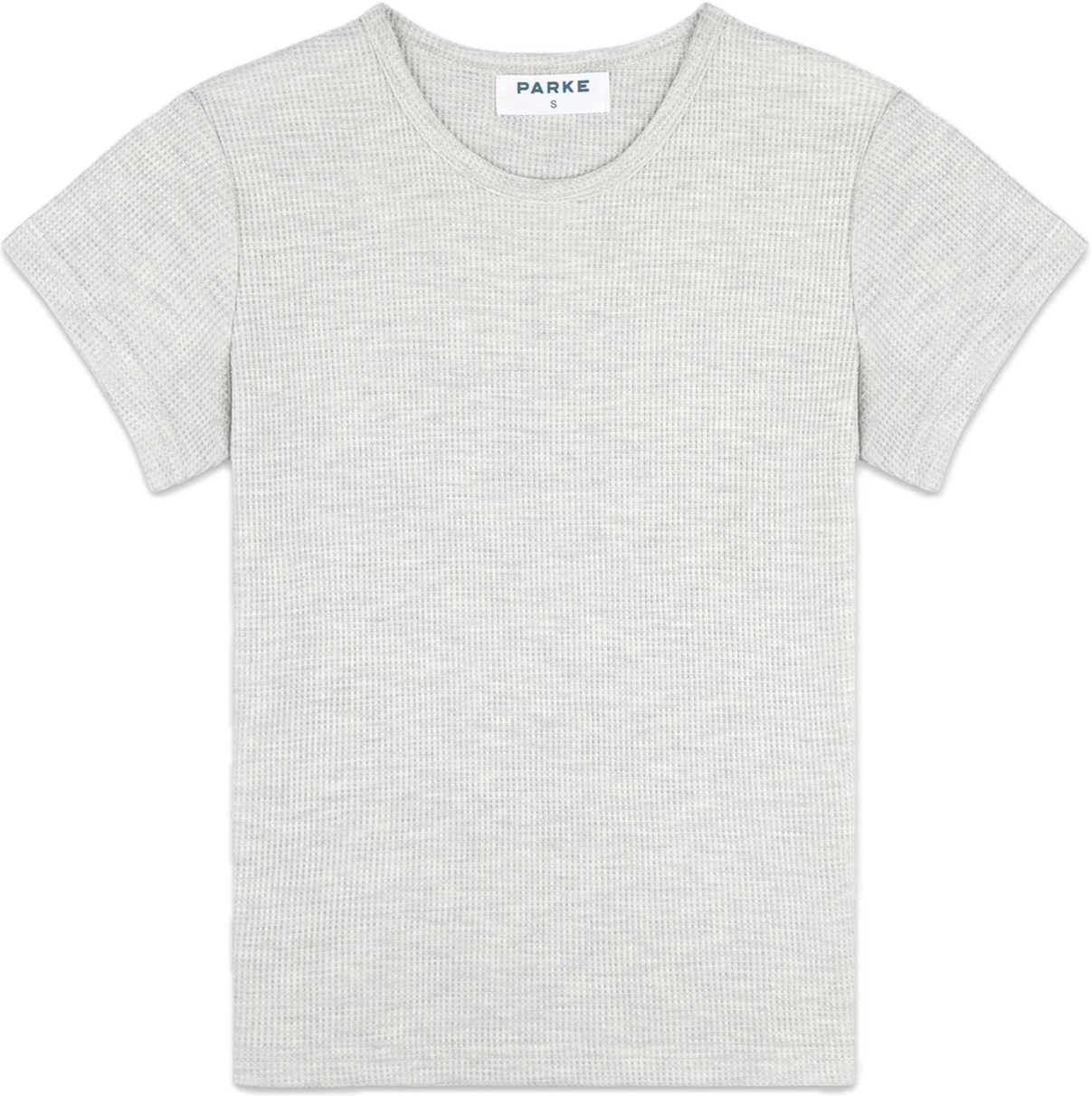 waffle tee flat lay -heather grey